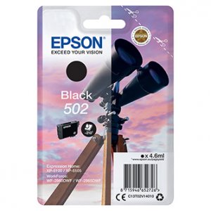 Náplň Epson 502, C13T02V14020 černá blistr s RF / akustickým alarmem 