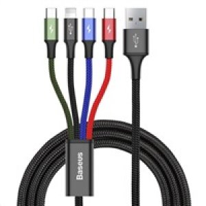 Baseus rychlý nabíjecí / datový kabel 4v1 2* Lightning + USB-C + Micro USB 3,5A 1,2m, černá
